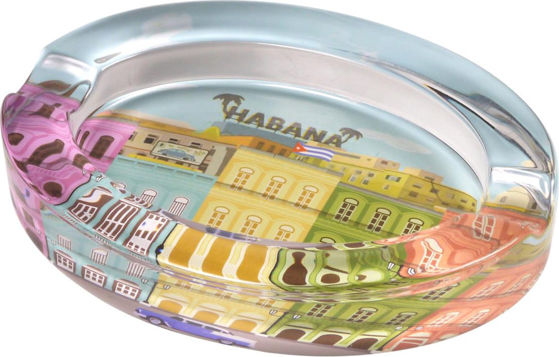 Cubaâ Glass Cigar Ashtray - Habana Design