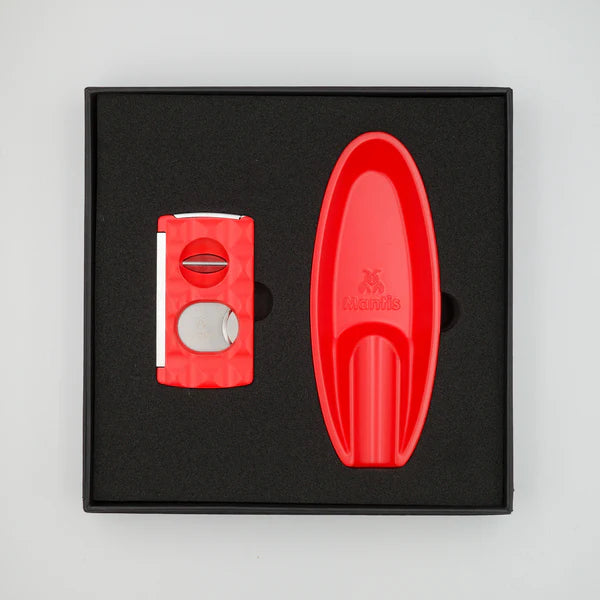 Gift Set Ashtray and Cutter - Mantis Red