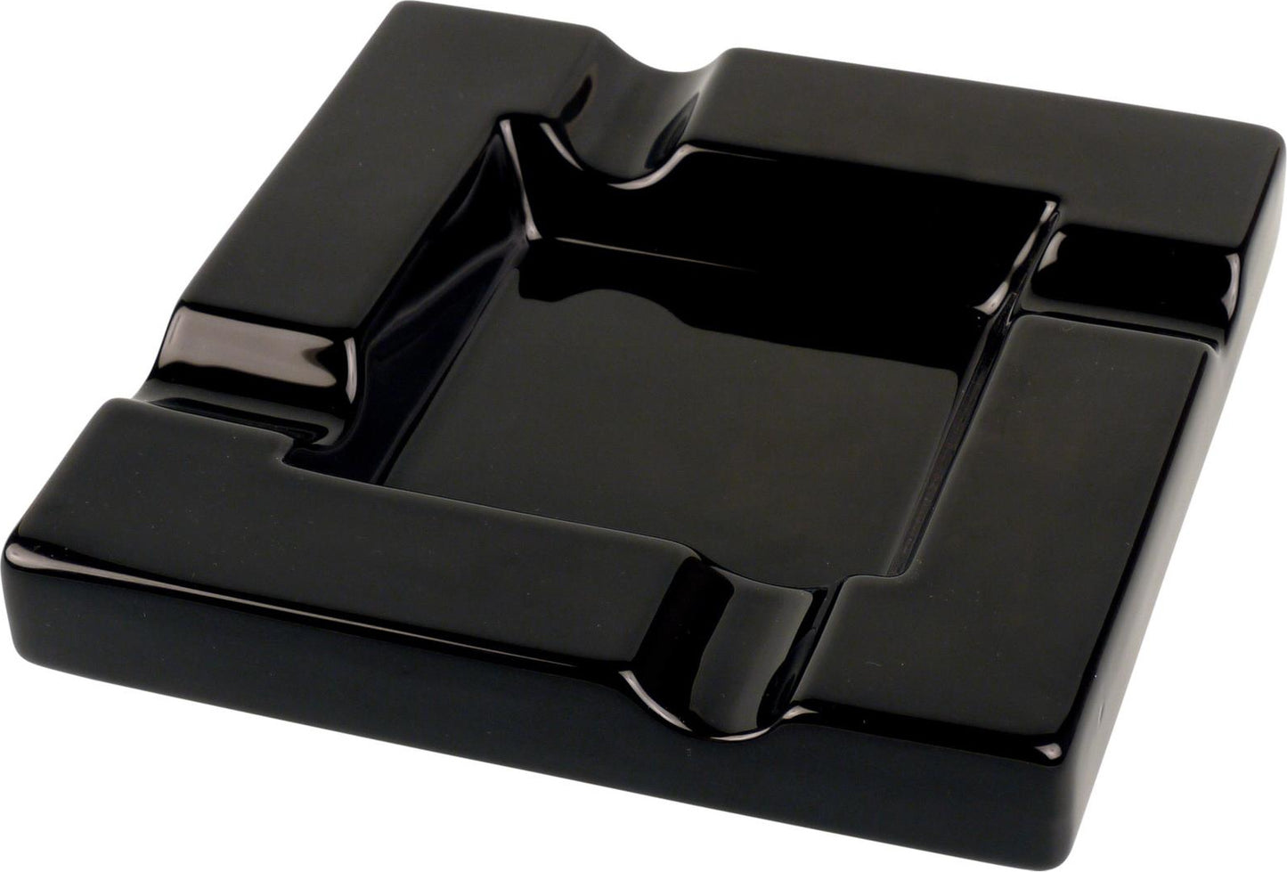Ceramic Cigar Ashtray - Shiny Black