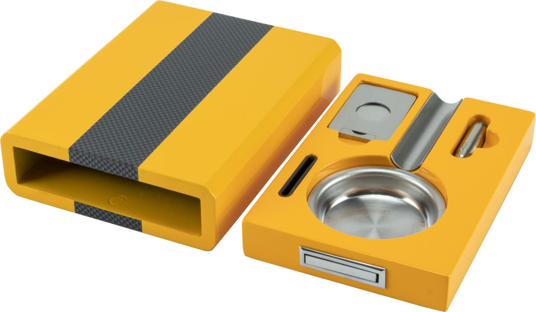 Cigar Set With Ashtray And Cutter - Yellow & Carbon