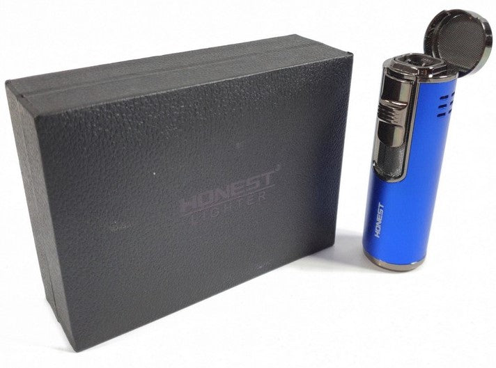 Honest Lewis Quad Cigar Lighter with Punch - Silver