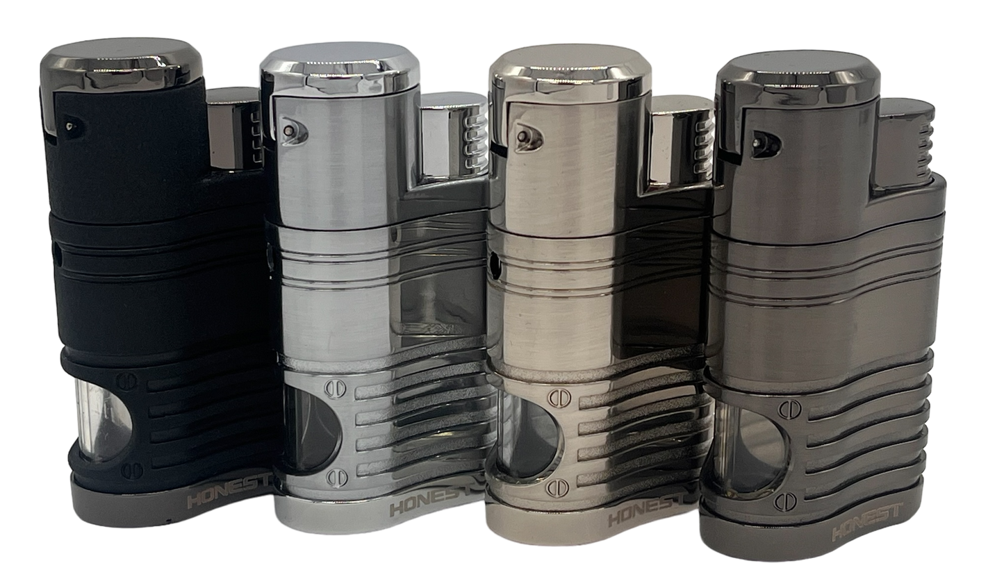 Honest Galway Quad Cigar Lighter with Punch - Nickel