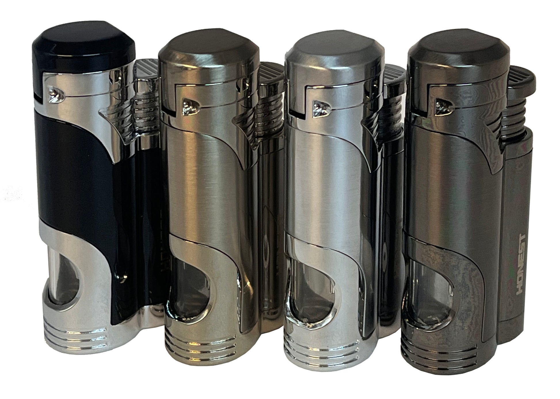 Honest Tarn Twin Jet Cigar Lighter with Punch - Nickel